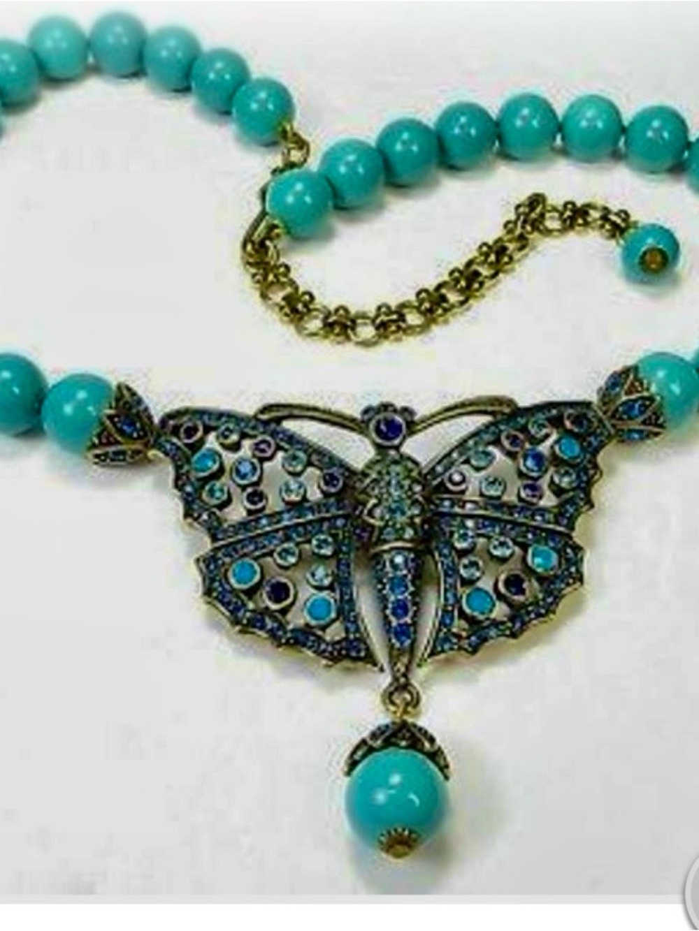 Heidi Daus Monarch MadnessTurquoise Bead Necklace,Blue Crystal Butterfly Pendant
